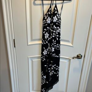 Elegant Black and White Floral Dress